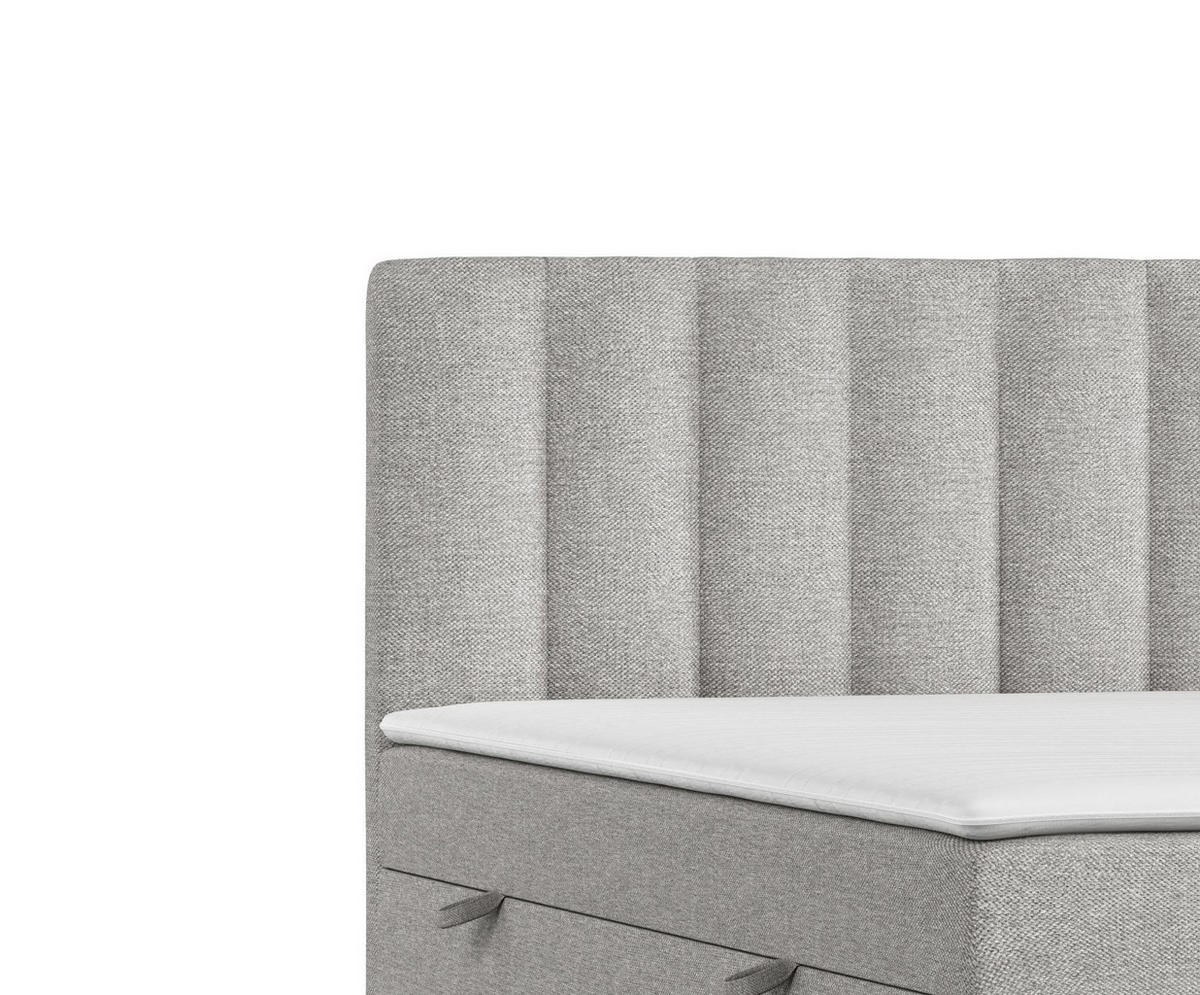 BOXBETT Novento Grau Beige 140/200 cm mit Matratze und Topper - Beige/Schwarz, Holz/Holzwerkstoff (140/200cm) - Maison de Reve