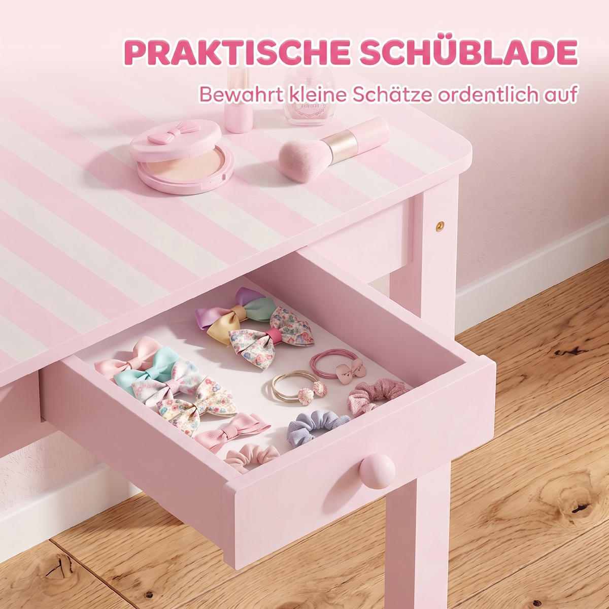 SCHMINKTISCH mit Schubladen Rosa 34.0/55.0/82.0 cm - Pink, Holzwerkstoff (55/82/34cm)