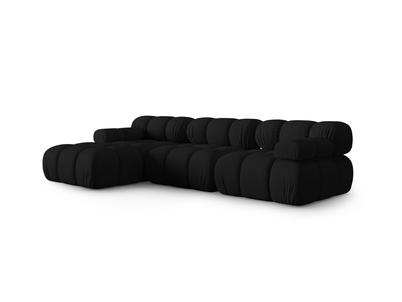 ECKSOFA modular links Bellis aus 3D-Stoff schwarz 4 Sitzplätze - Schwarz, Textil (155/282cm) - Micadoni