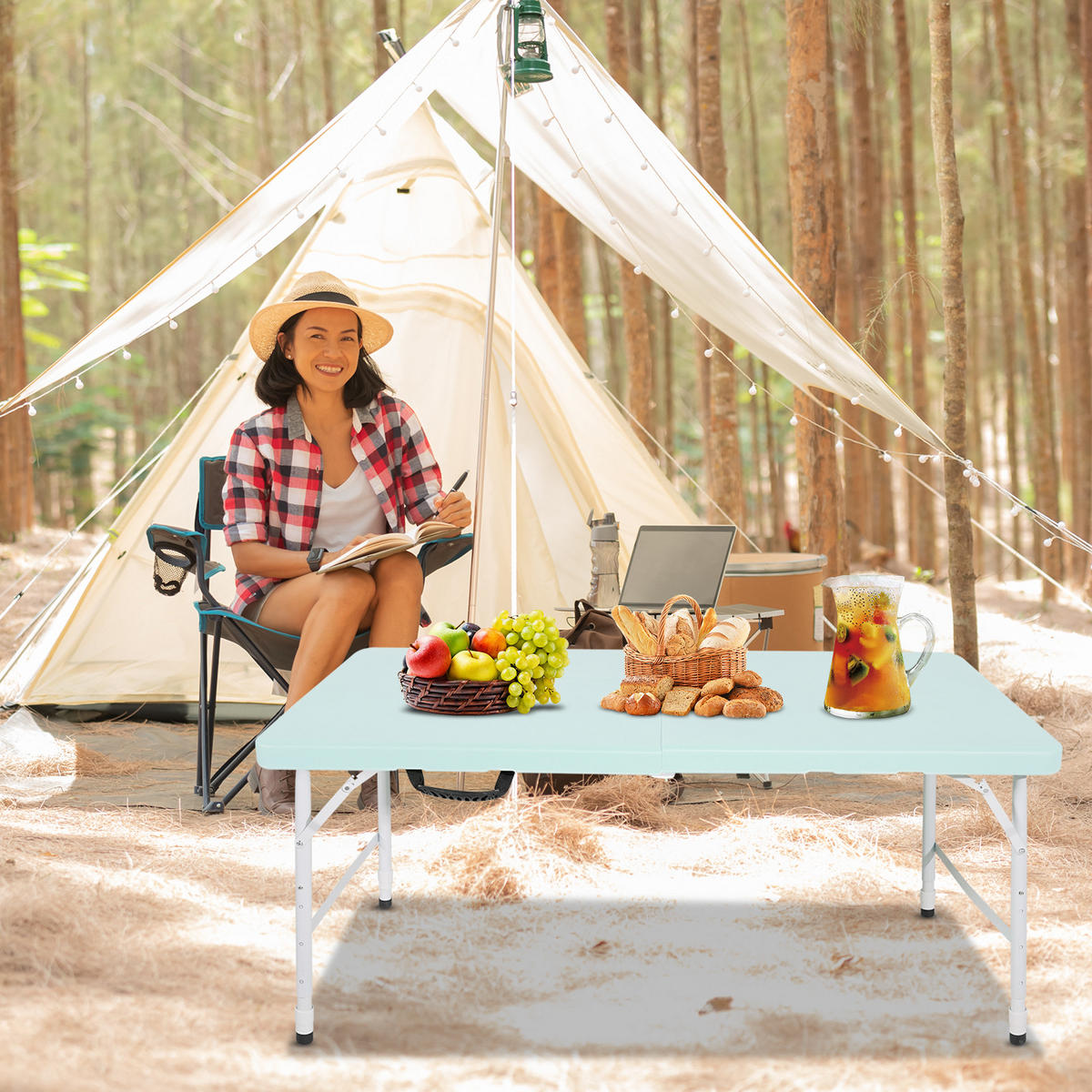 KLAPPTISCH 125 cm Blau - Blau, Kunststoff (125/61/74cm) - ComfortXL