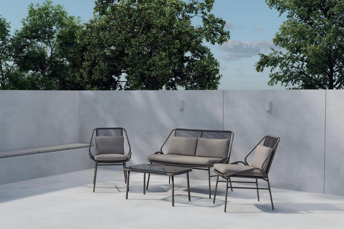 GARTENSET, Zakynthos, Braun, Stahl, 45 x 80 x 42 cm, 4-teilig - Braun, Metall - ebuy24