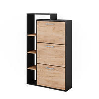 SCHUHKOMMODE Orlando Goldkraft Eiche 80 x 128.3 cm mit 3 Fächern - Eiche Wotan, Holzwerkstoff (80/128.3/24.2cm) - Vicco