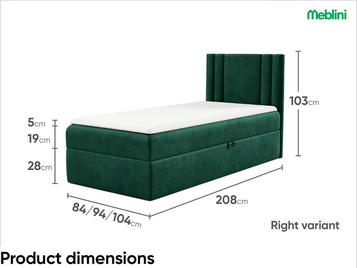 KINDERBETT CARDI - Grün, Holzwerkstoff (84/208cm) - Meblini