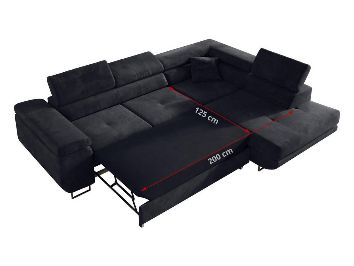 ECKSOFA GUSTAW L Dunkelgrau Velvet Links Seite - Dunkelgrau/Silberfarben, Textil/Metall (205/275cm) - MKS