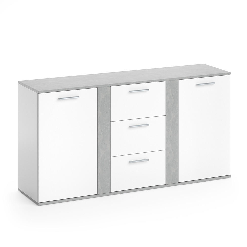 KOMMODE Novelli Beton 155 x 80 cm mit Schubladen - Grau, Holzwerkstoff (40/80/155cm) - Vicco