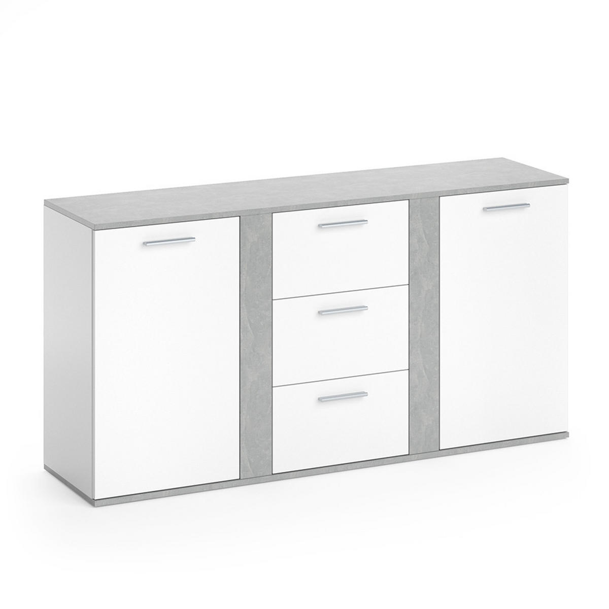 KOMMODE Novelli Beton 155 x 80 cm mit Schubladen - Grau, Holzwerkstoff (40/80/155cm) - Vicco