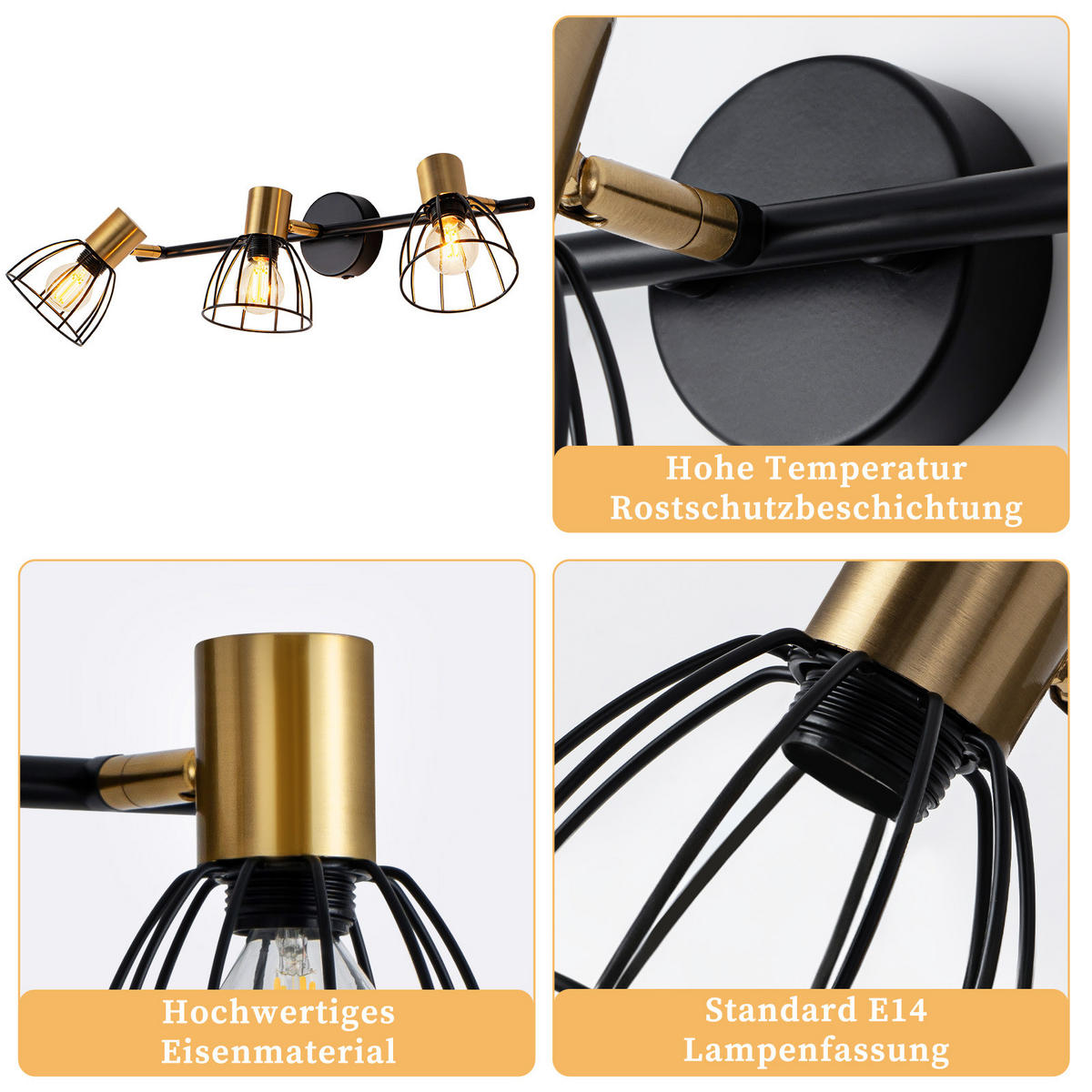 WANDLEUCHTE Glowyn 48/18/18 cm - Schwarz, Metall (18/18/48cm) - ZMH