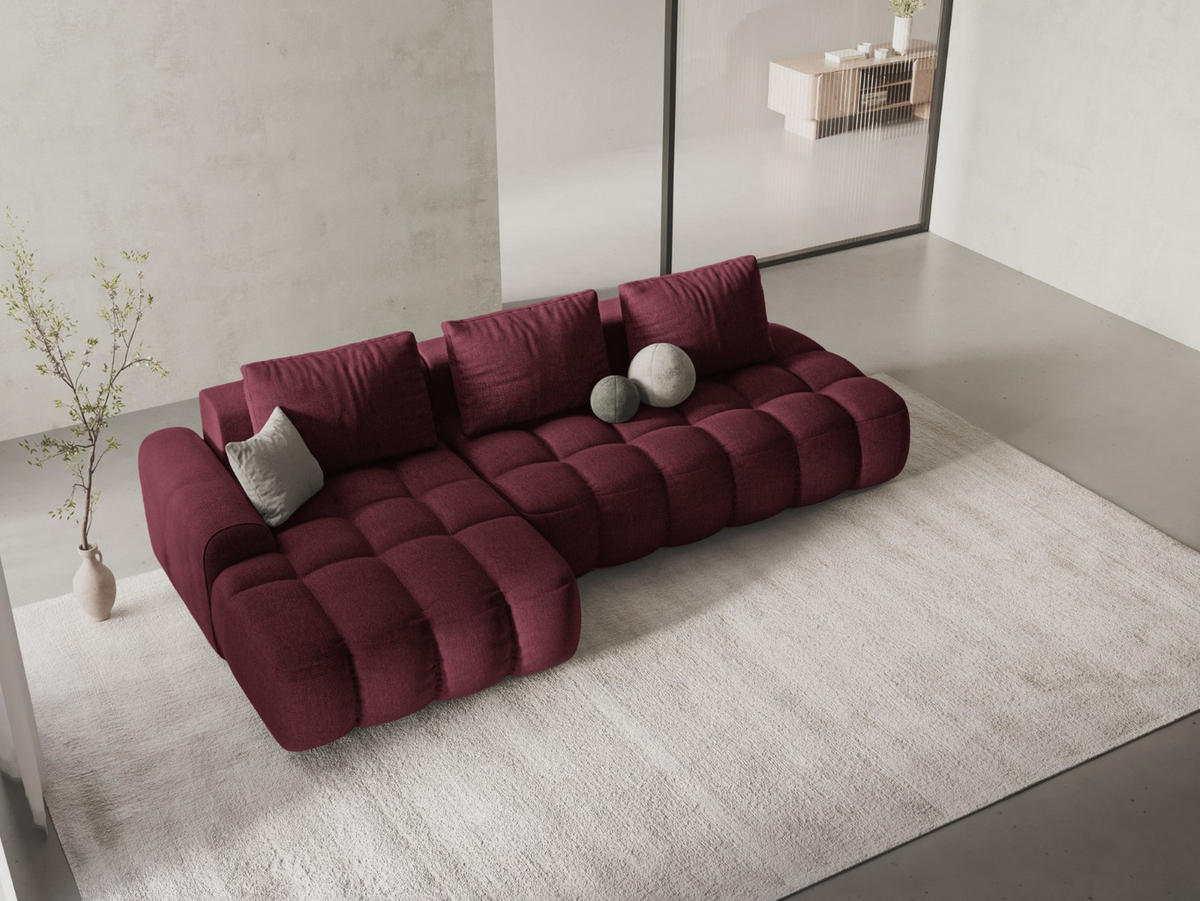 AUSKLAPPBARES-ECKSOFA links mit Container Linz aus strukturiertem Stoff burgundfarben 3 Sitzplätze - Bordeaux, Textil (142/275cm) - Cosmopolitan Design