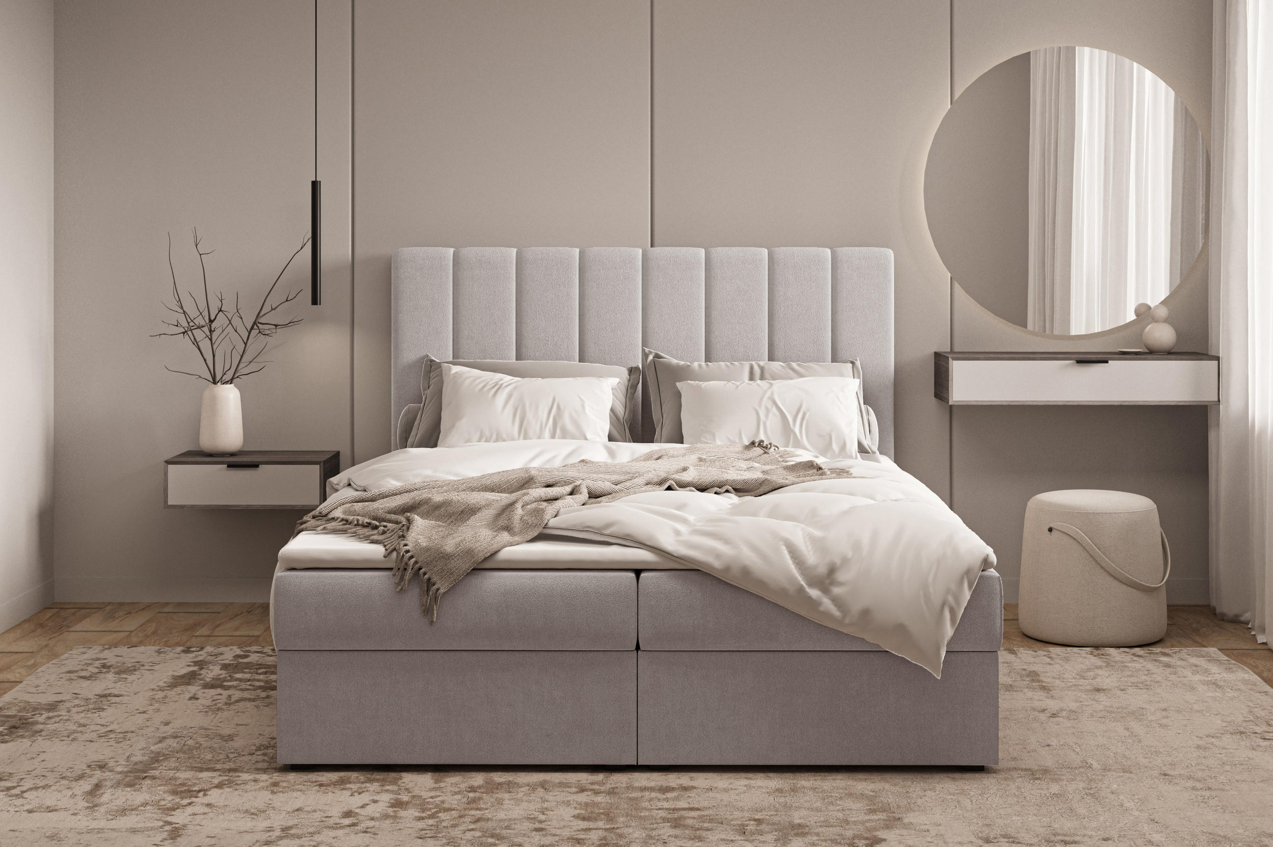 Thumbnail - Möblo Bett, Silber, Textil, 160x200 cm, Schlafzimmer, Betten, Boxspringbetten