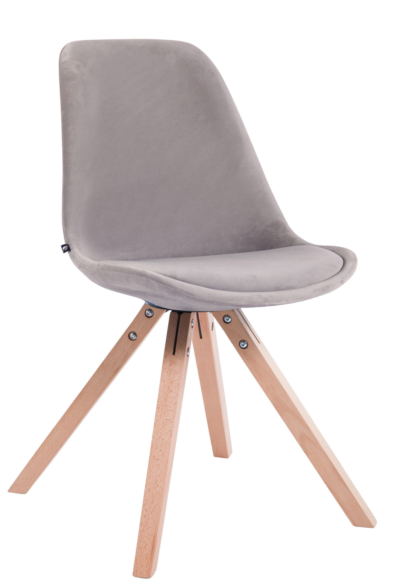 BESUCHERSTUHL Toulon Samt, Gestell Buchenholz Natura Square Grau - Naturfarben/Grau, Holz/Buchenholz (48/83/56cm) - TPFLiving