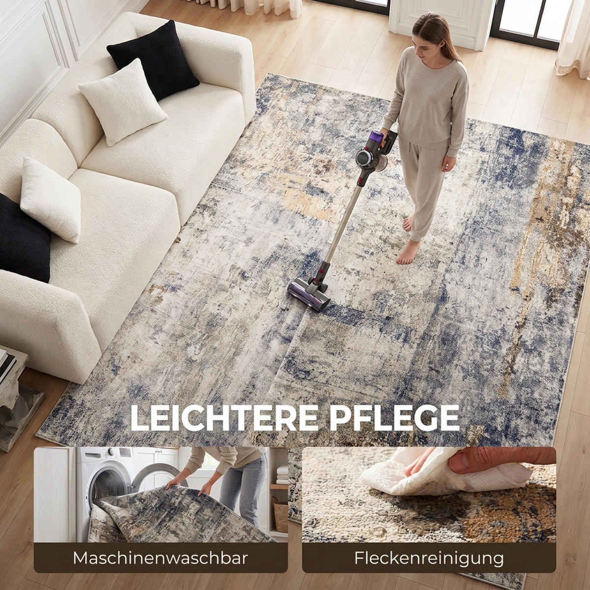 TEPPICH Polyester Grau - Grau, Textil (200/300cm) - HOMCOM