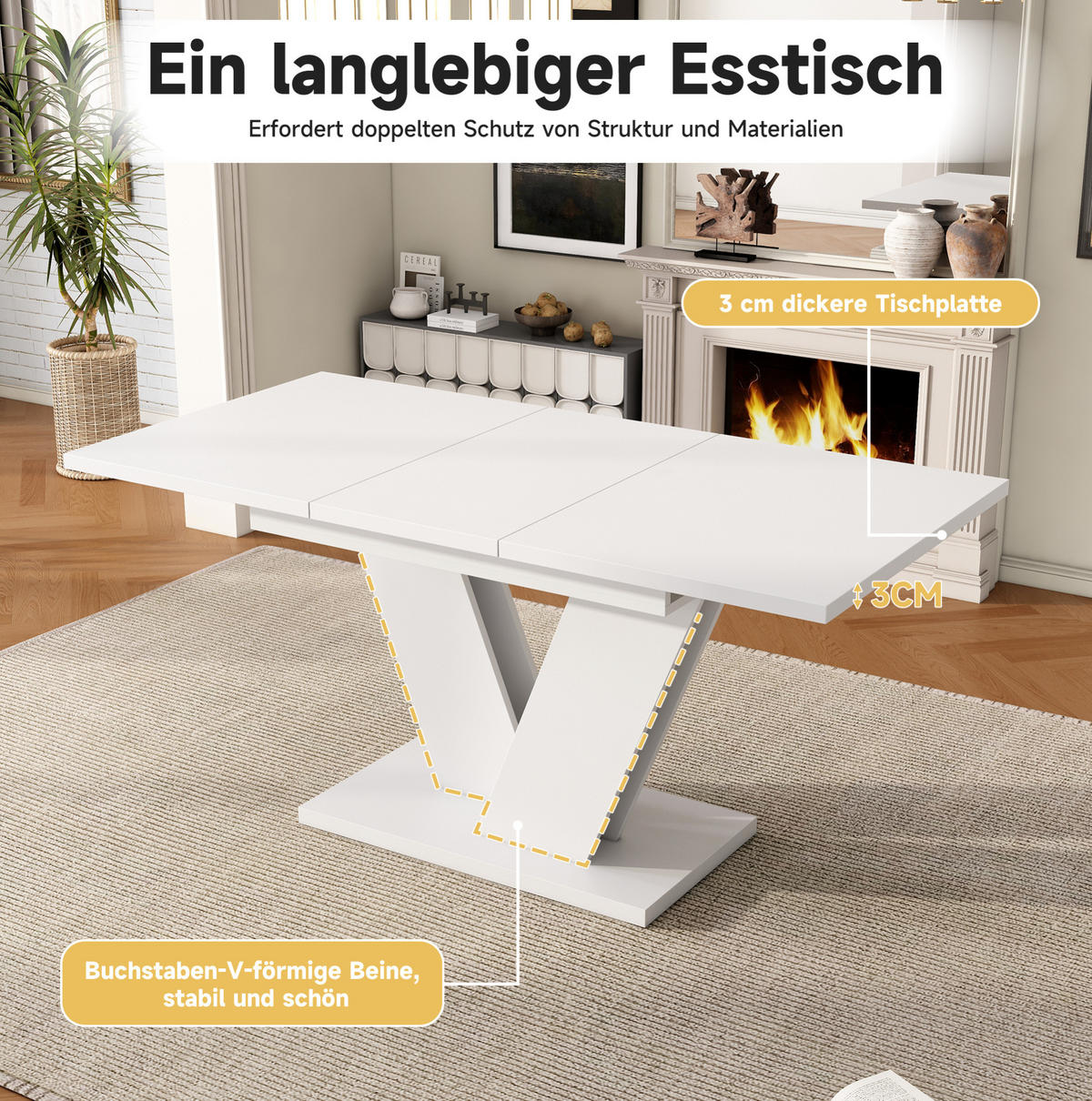 ESSTISCH 120/160/80 cm Weiß aus MDF mit Ausziehfunktion - Weiß, Holzwerkstoff (160/80/75cm) - OKMYHOME