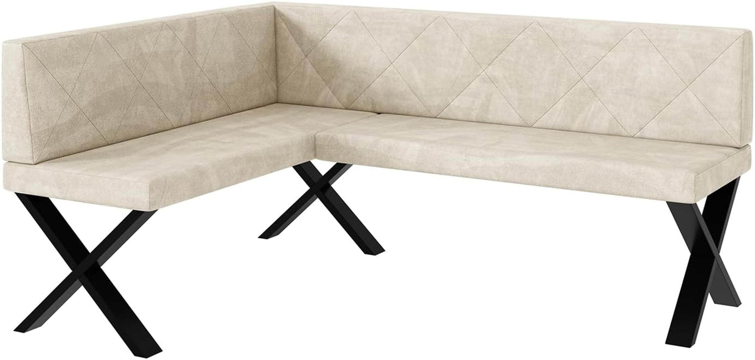 ECKBANK ERIC_X - Creme, Textil (128/168cm) - Meblini