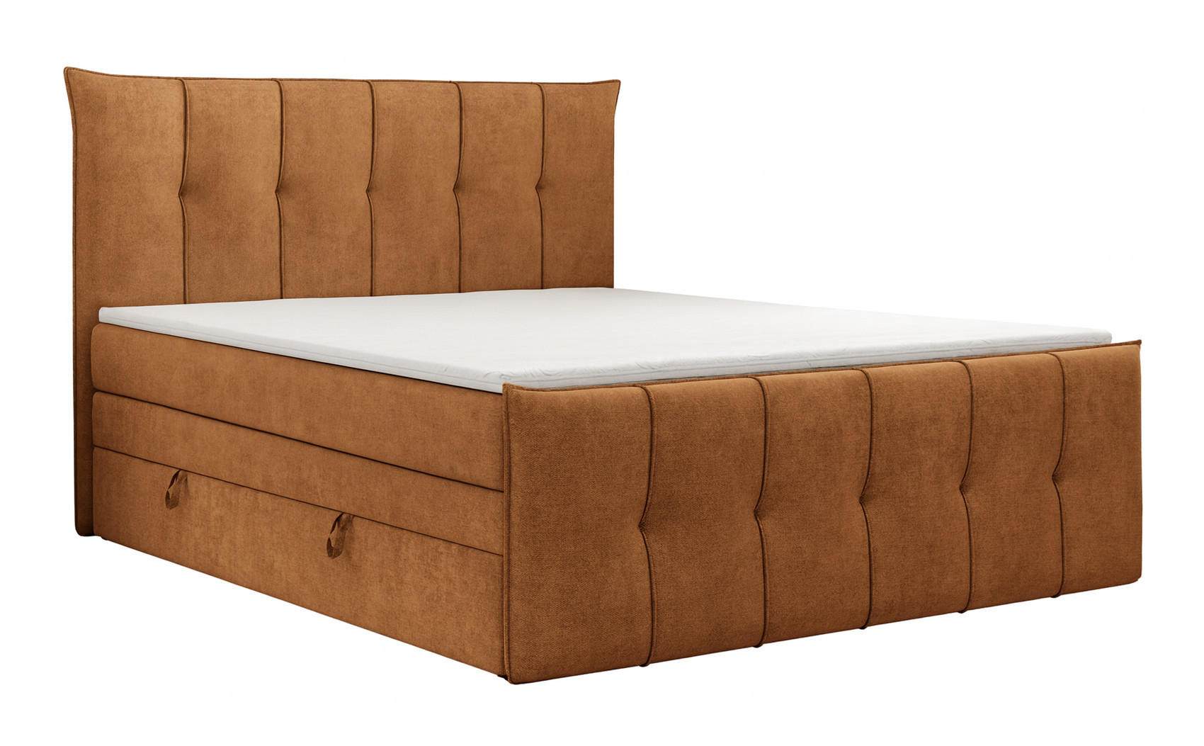 BOXSPRINGBETT SUPREME mit Topper und Bettkasten, Rostfarben, 200x200 cm - Rostfarben, Textil (200/200cm) - KS Home Concept
