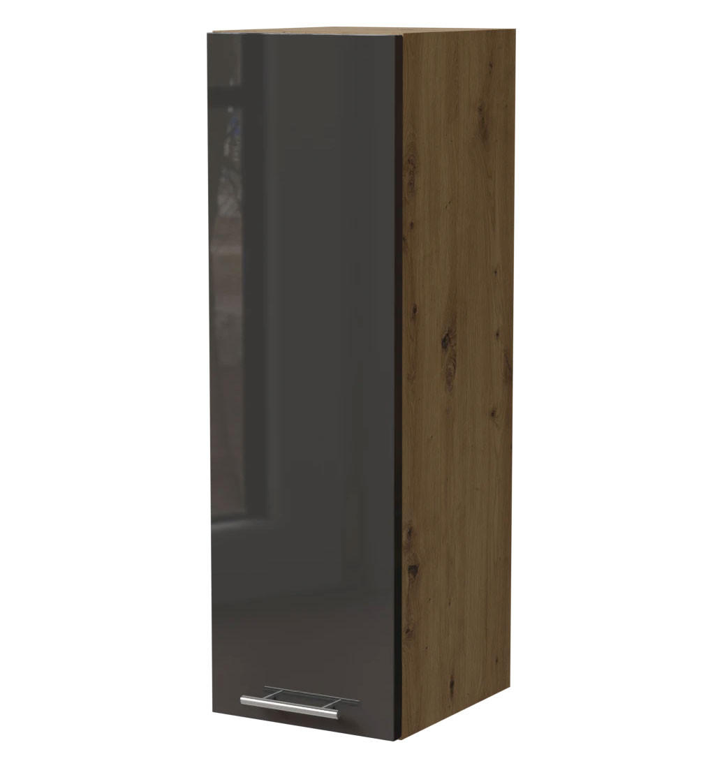 KÜCHENHÄNGESCHRANK W4/30 Essen Graphit Hochglanz / Eiche Artisan Matt 30 / 32,5 / 96cm - Graphitfarben/Eiche Artisan, Holz/Holzwerkstoff (30/96/32.5cm) - Feldmann-Wohnen