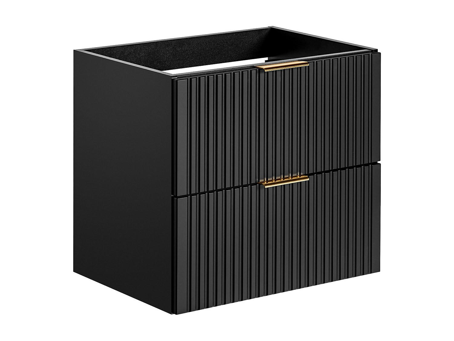 WASCHBECKENUNTERSCHRANK hängend - Streifenoptik - Schwarz - 60 cm - ZEVARA - Schwarz, Holz (60/57/46cm) - Vente-Unique