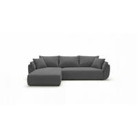 ECKSOFA SYDNEY links grau Cord Poso 55 - Schlaffunktion, Bettkasten - Grau, Textil (280/174cm) - Cornero