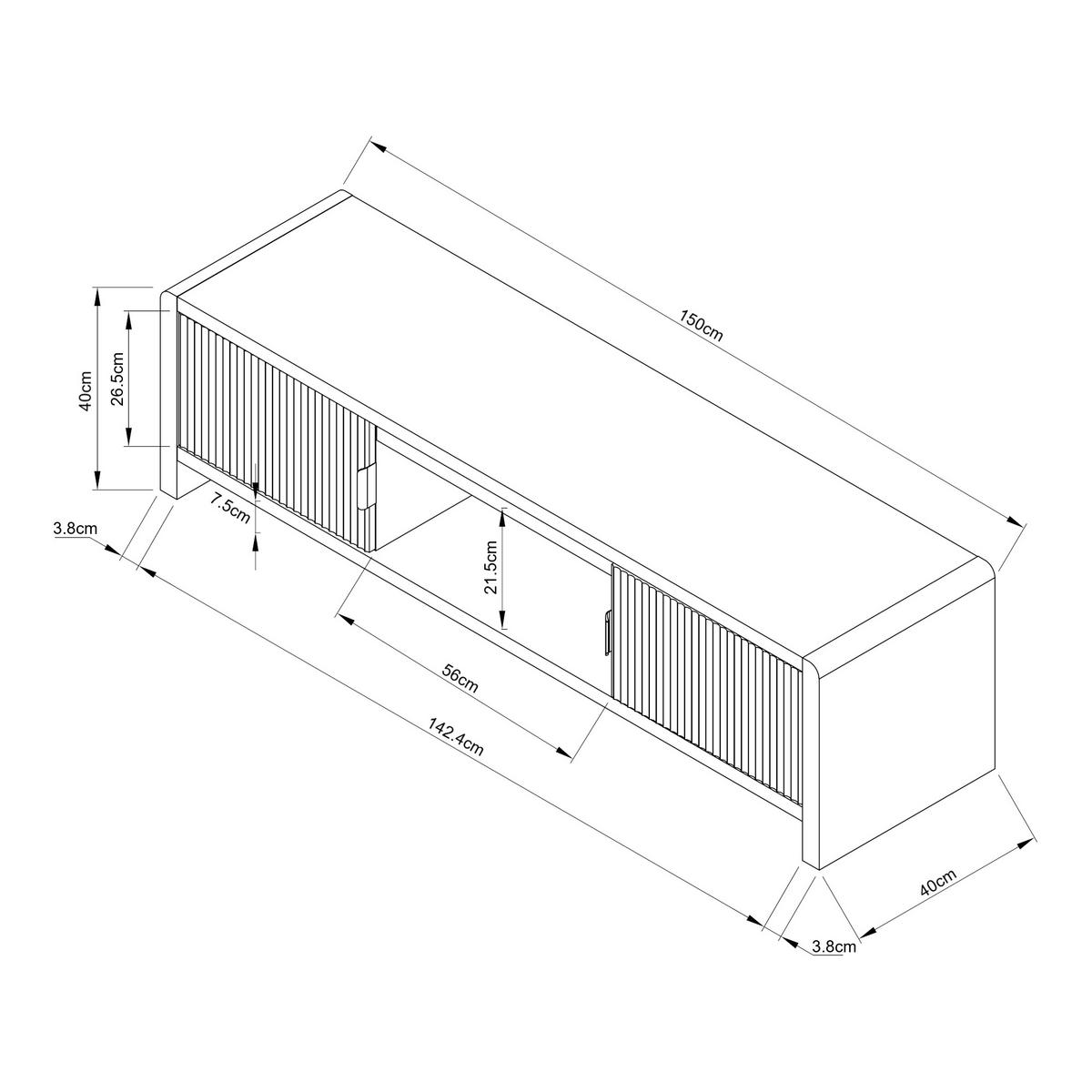 SKŘÍŇ NA TELEVIZOR Lukkodso - barva dubu, kompozitní dřevo (150/40/40cm) - [en.casa]