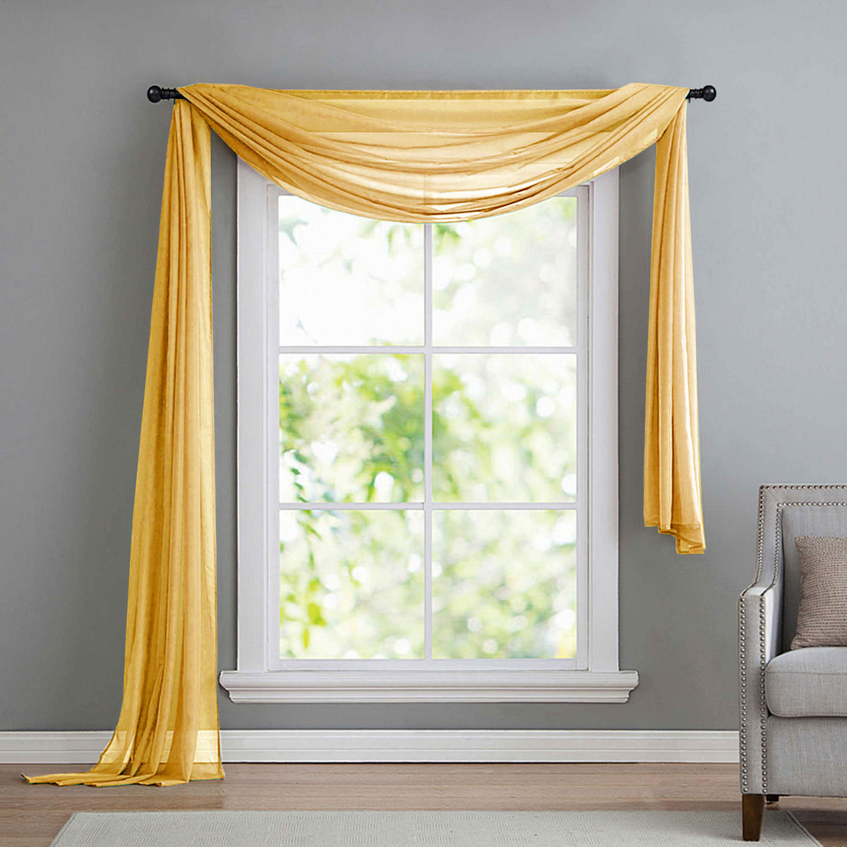 QUERBEHANG 1ER SET HxB 140x600 Gelb - Gelb, Textil (140/600cm) - Gardinenbox