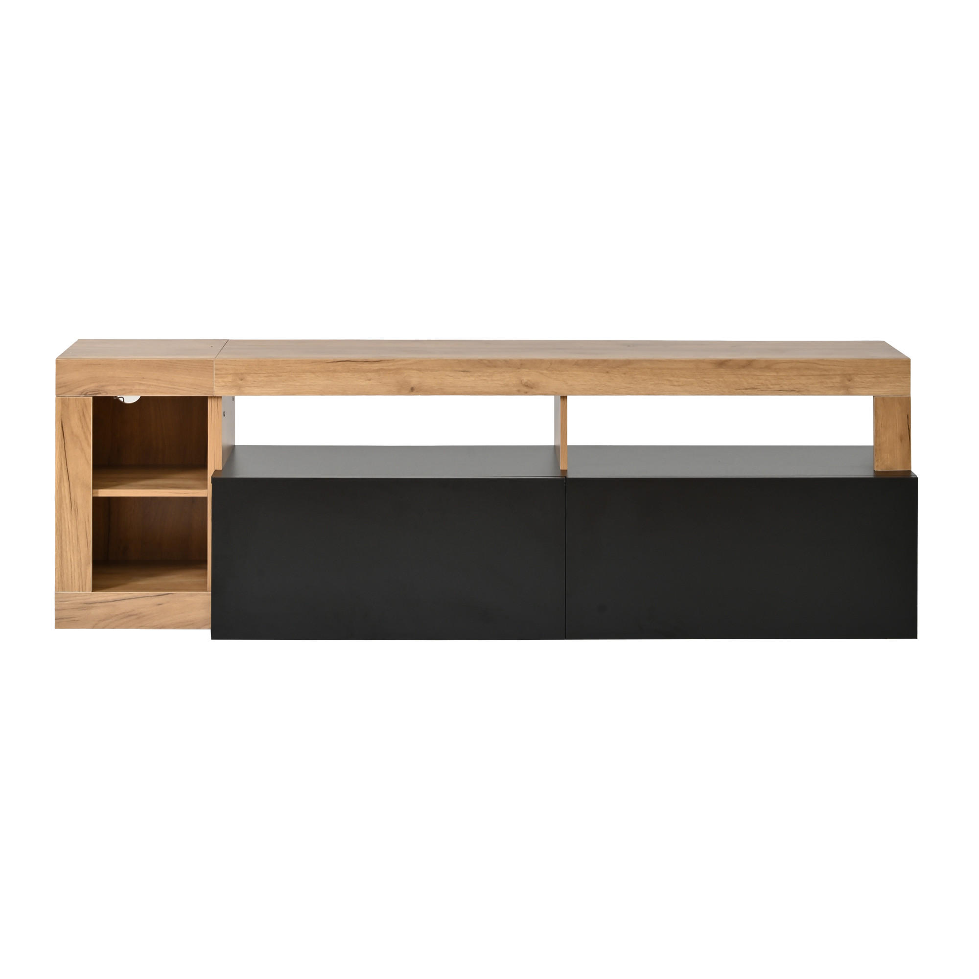 TV-SCHRANK 80 Zoll LED Stauraum Holz Schwarz Lowboard - Schwarz, Holzwerkstoff (184/58/42cm) - FLIEKS