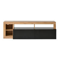 TV-SCHRANK 80 Zoll LED Stauraum Holz Schwarz Lowboard - Schwarz, Holzwerkstoff (184/58/42cm) - FLIEKS