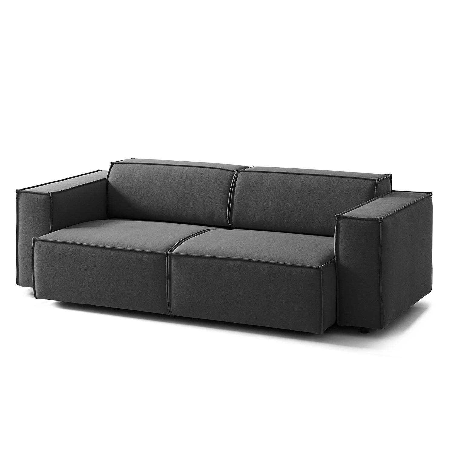 2,5-SITZER SOFA - Anthrazit/Schwarz, Kunststoff/Textil (223/70/96cm) - home24
