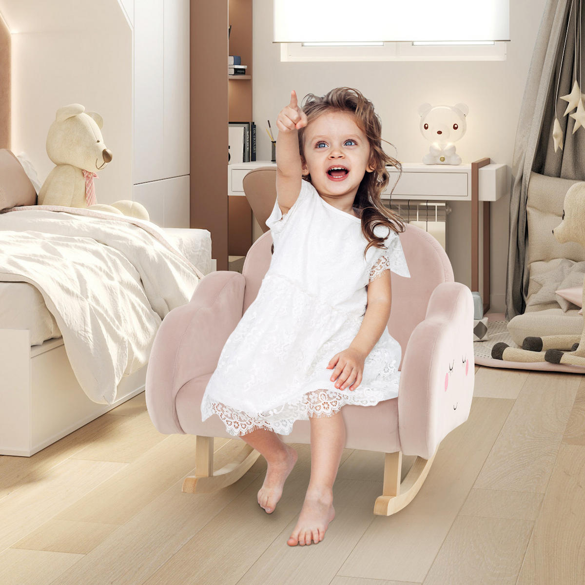 KINDERSOFA 51cm Pink - Pink, Textil (50/51/51cm) - COSTWAY