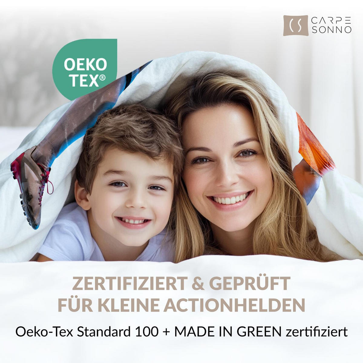 KINDERBETTWÄSCHE 135x200 Fussball aus 100% Baumwolle - Dein Gesicht vervollständigt das Design der Kinder Bettwäsche - Weiß, Textil (135/200cm) - Carpe Sonno
