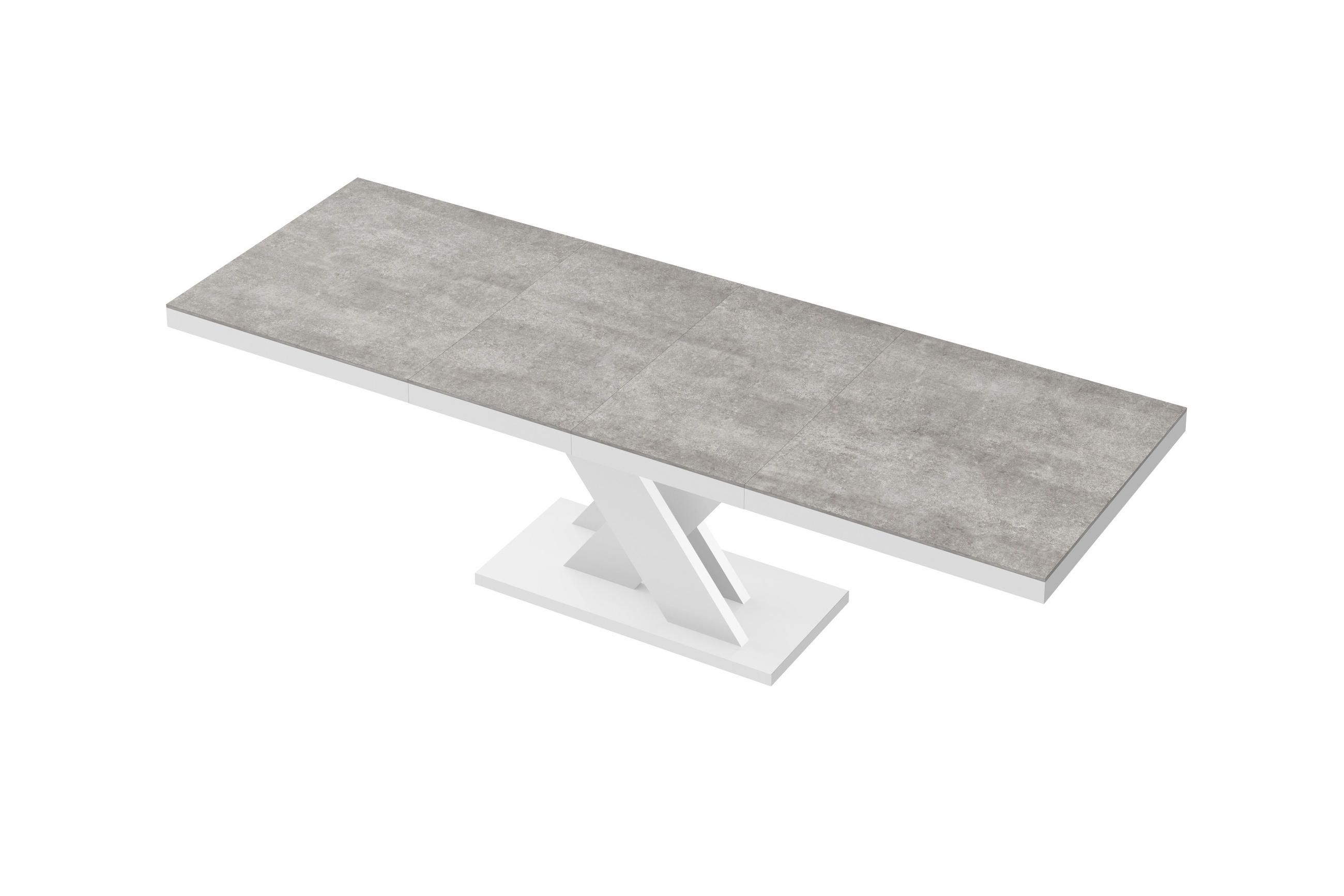 designimpex Esstisch Weiß Hochglanz, Hellgrau 160x75x89 cm