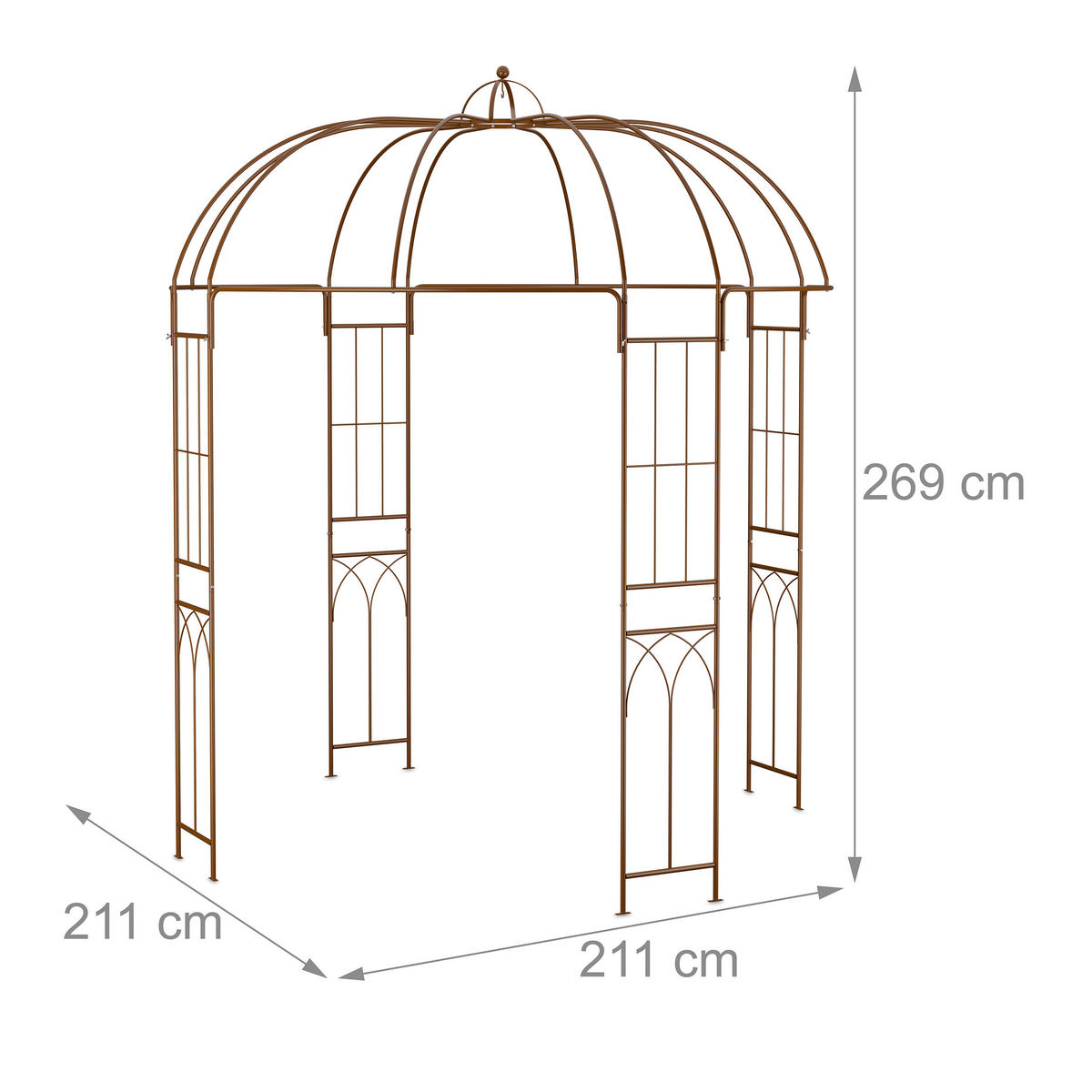 ROSENPAVILLON - Braun, Metall (211/269/211cm) - Relaxdays