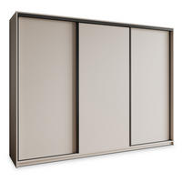 SCHWEBETÜRENSCHRANK NISSE 250/205/60 cm 3-türig mit Schubladen Kaschmir - Kaschmir/Schwarz, Holzwerkstoff (250/205/60cm) - MASSENO