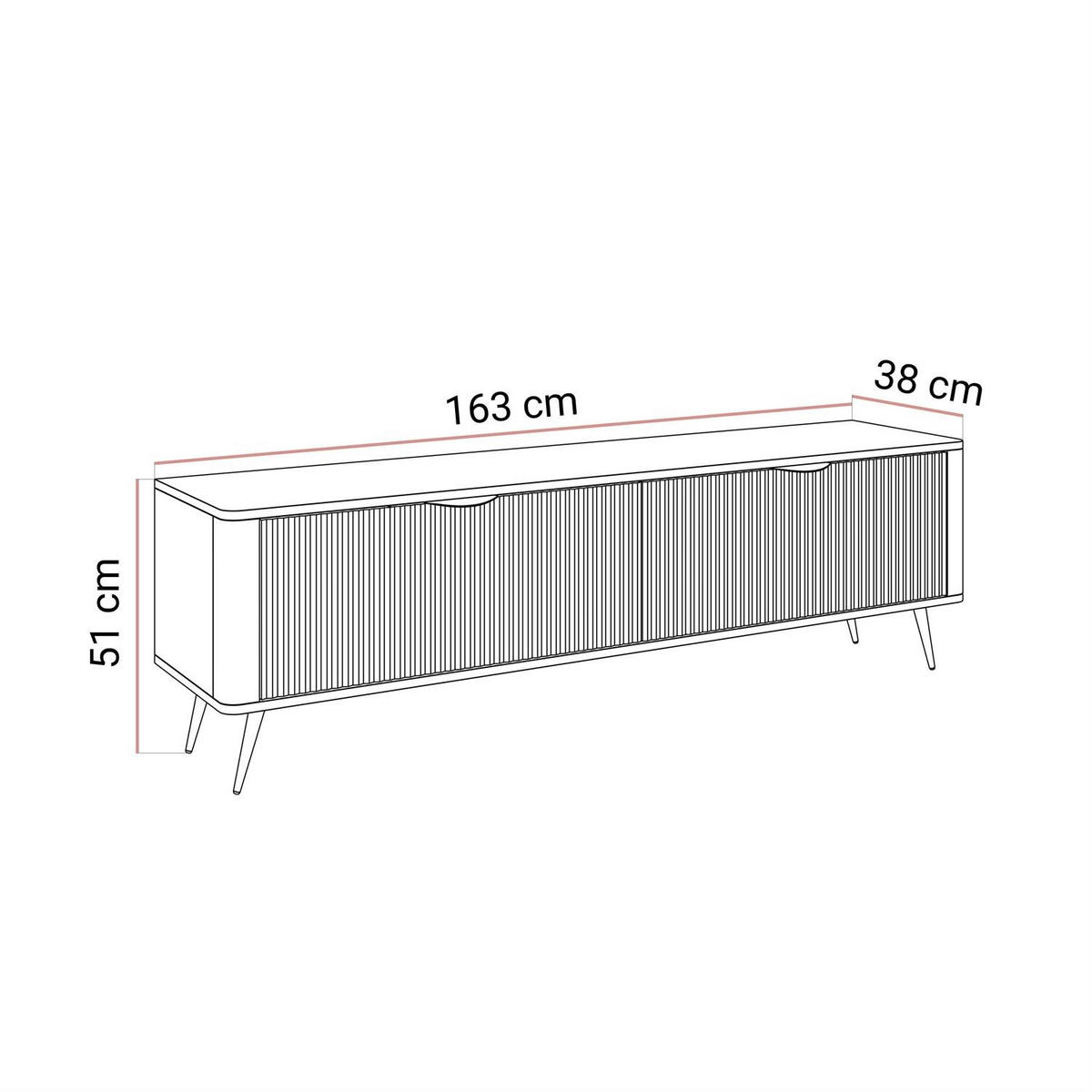 TV-UNIT SCARLETT 2D 163 CM BEIGE + GOLD - Beige/Goldfarben, Holzwerkstoff (163/51/38cm) - Lookway