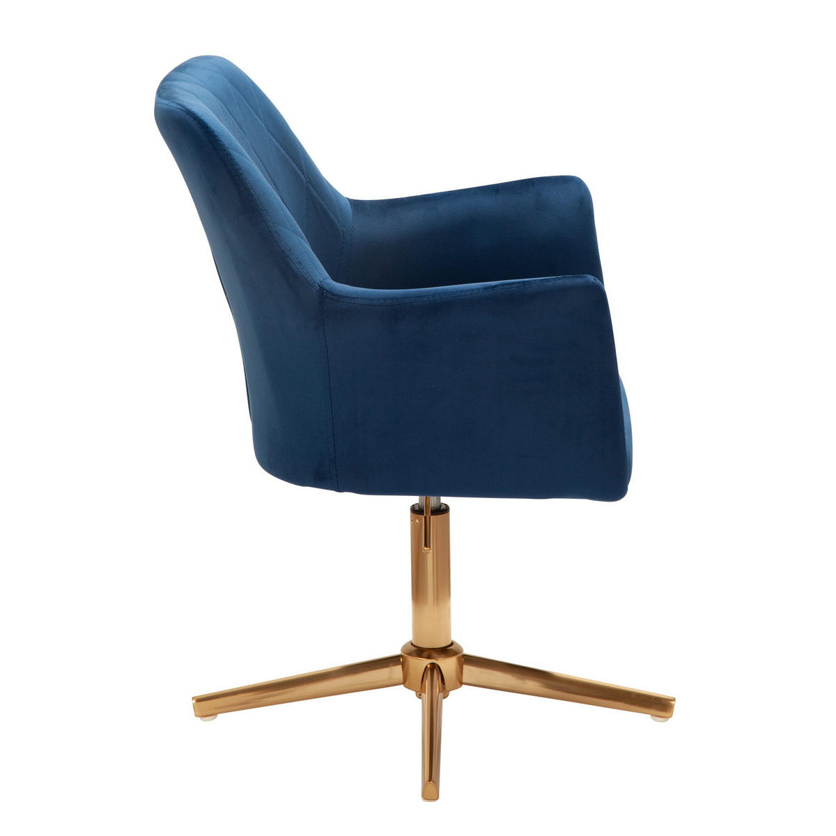 DREHSTUHL Samt mit Armlehnen Eisengestell 360° Funktion, Blau 97x55x55 cm - Blau/Goldfarben, Textil/Metall (97/55/55cm) - KADIMA DESIGN