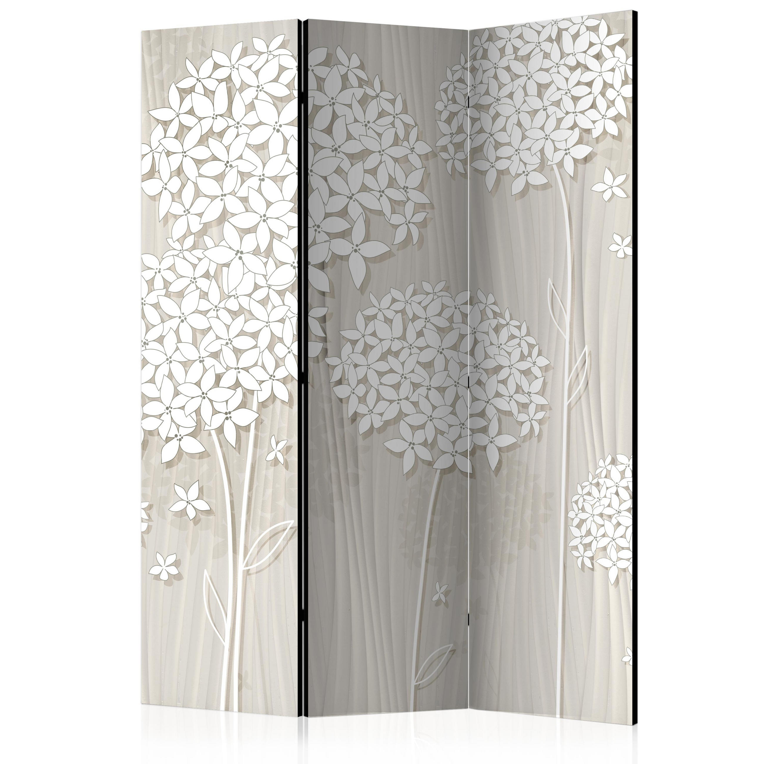 PARAVENT Einseitig Bedruckter 3-tlg 135x172 cm Blumen Im Boho Stil - Beige, Holz/Textil (135/172/3cm) - Muralo