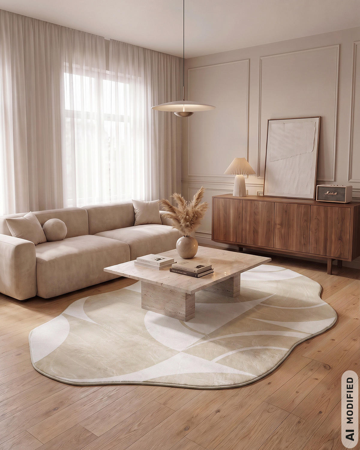 TEPPICH Mirano Mena Mazovia Unregelmäßige Form 120x160cm Creme Abstrakt Kurzflor - Creme, Textil (120/160cm) - Mazovia