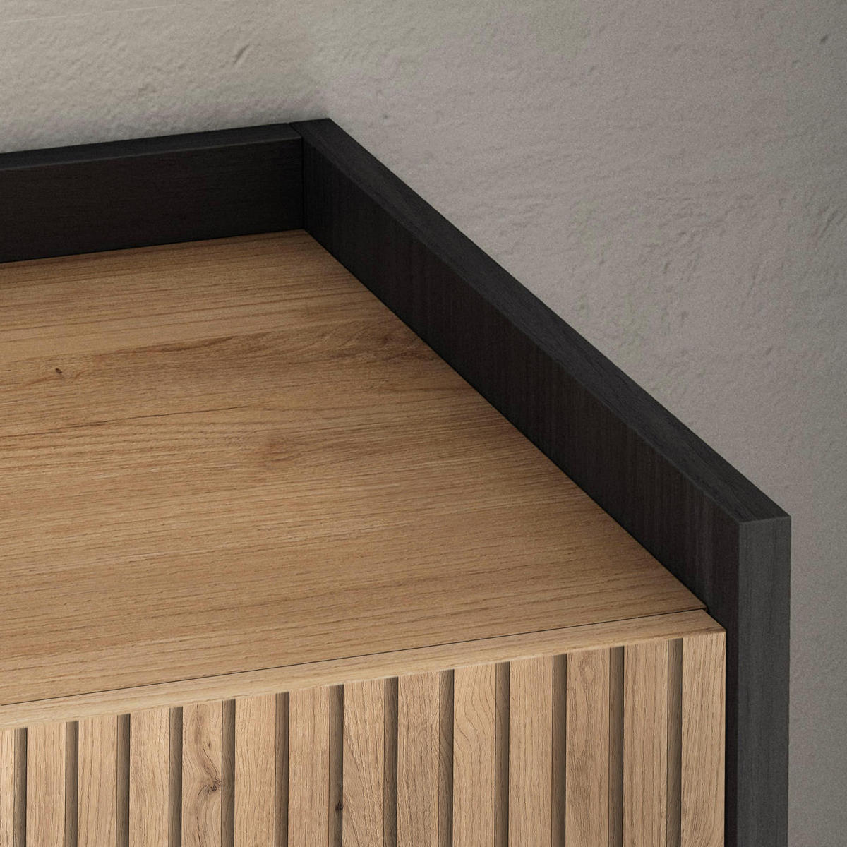 LOWBOARD, Eiche und Schwarz, 212/35/50cm, Elektrokamin XXL, Led - Eichefarben, Holzwerkstoff (212/50/35cm) - Skraut Home