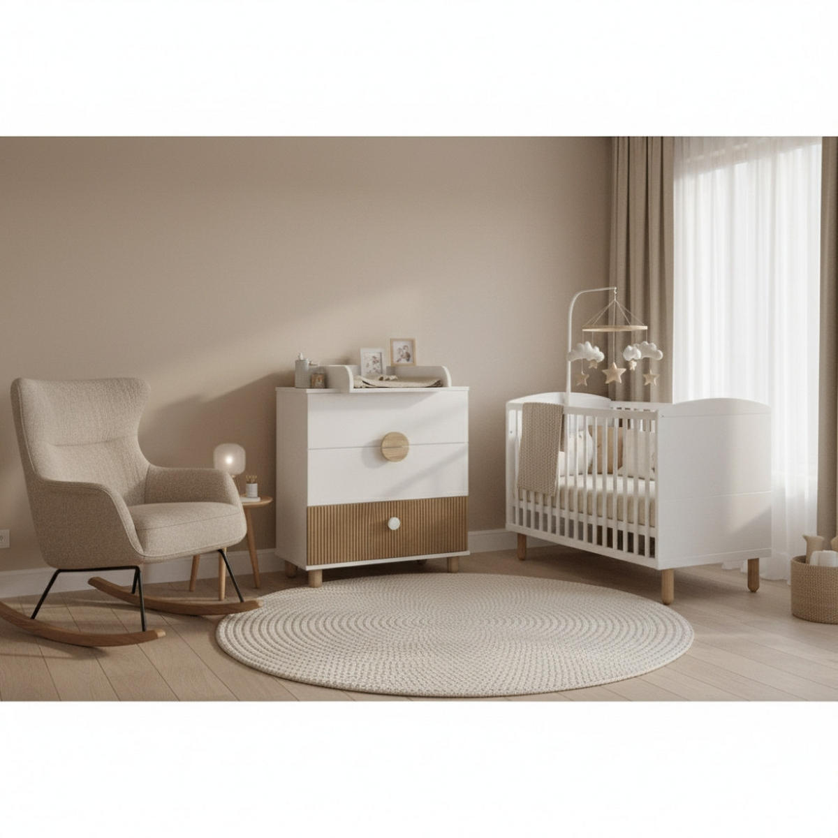 KINDERKOMMODE Bebella - Weiß, Naturmaterialien (48/90/80cm) - kiki design