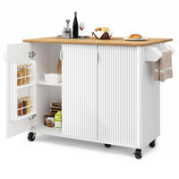 KÜCHENINSEL ausziehbar mit 3 Türen und Gewürzregal, Weiß-Schwarz, 130/45/92 cm - Weiß, Kunststoff (45/92/130cm) - Rolipo