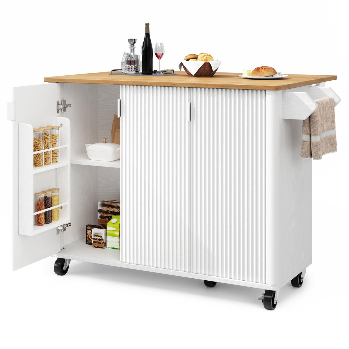 KÜCHENINSEL Weiß 130/45-75/92 cm - Weiß, Holzwerkstoff (130/92/45cm) - PANGIVO