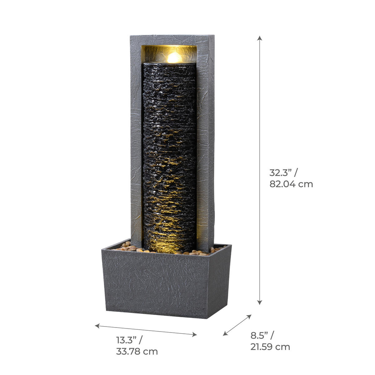 GARTENBRUNNEN Säule grau - Grau, Kunststoff (34/22/82cm) - Teamson Home