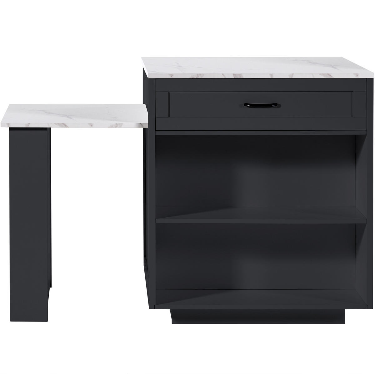 BARTISCH 133-202/70/93,5 cm in Schwarz mit Stauraum und ausziehbarer Tischplatte - Schwarz, Holzwerkstoff (133/70/93.5cm) - BEAOK