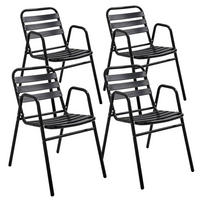 GARTENSESSEL 4-tlg., Schwarz - Schwarz, Metall (61/75/48cm) - Oviala