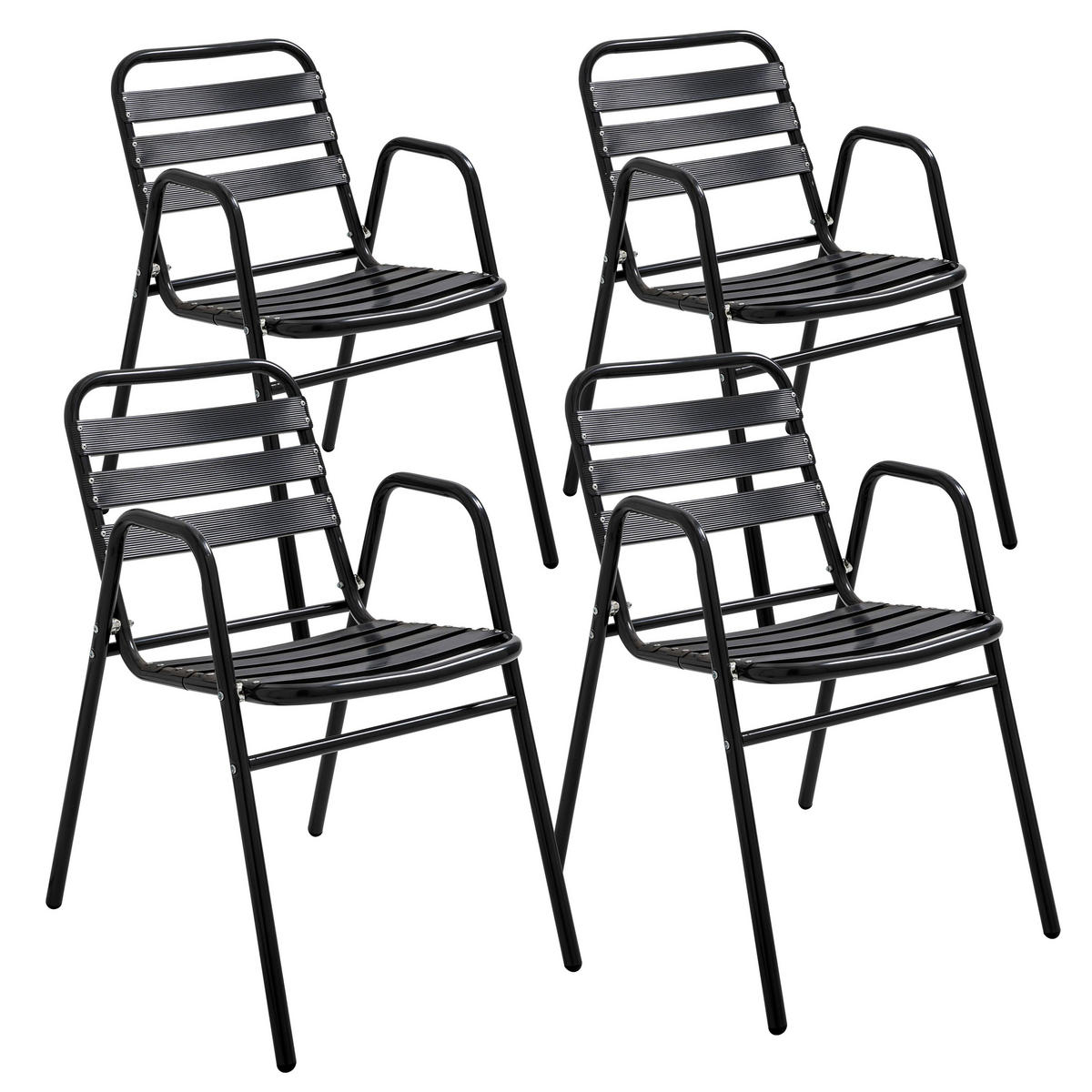 GARTENSESSEL 4-tlg., Schwarz - Schwarz, Metall (61/75/48cm) - Oviala