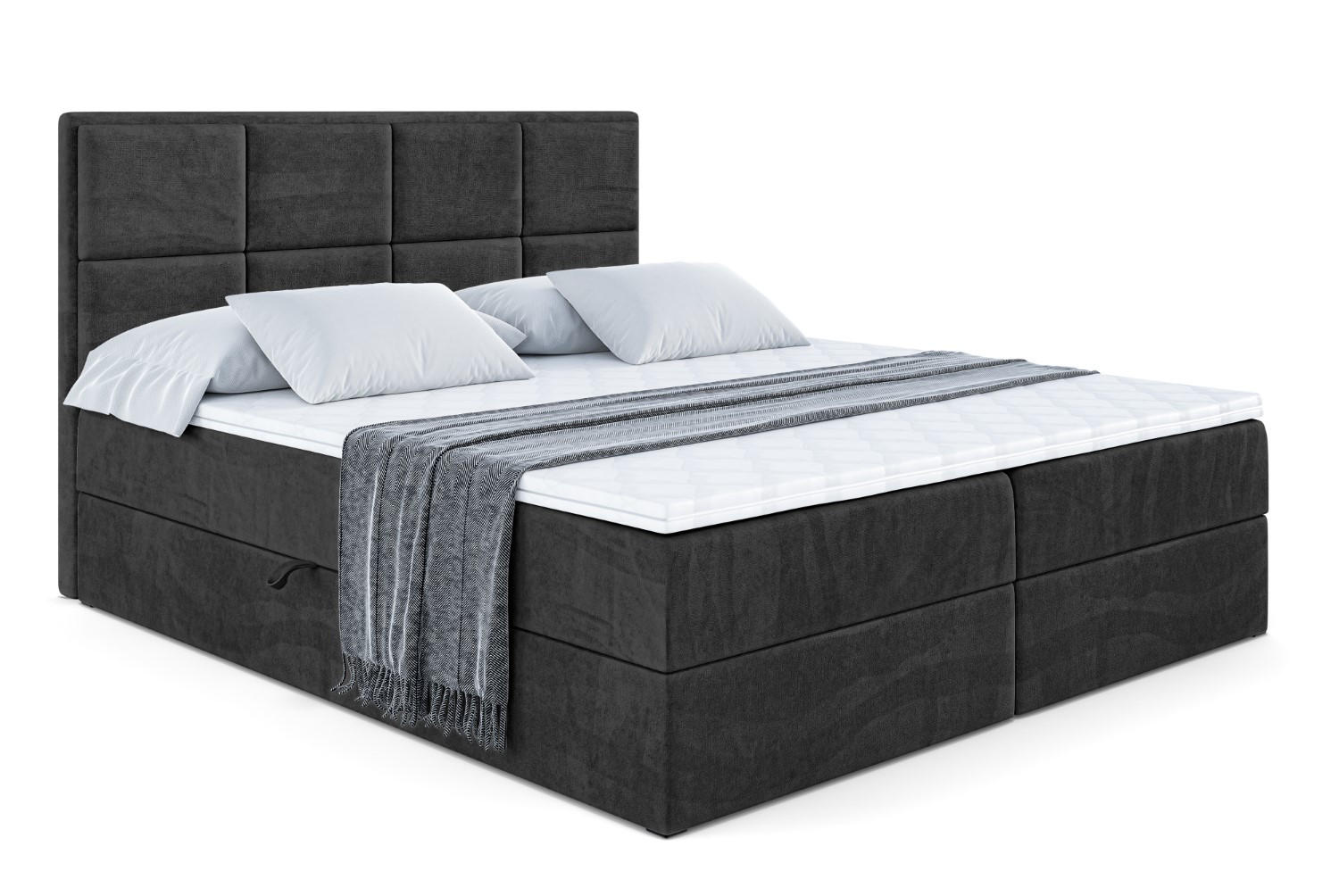 BOXBETT mit Matratze H3 und Lattenrost - NOVA - 200x200 Schwarz - Schwarz, Holzwerkstoff (200/200cm) - ALTDECOR