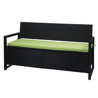 POLY-RATTAN 3ER SITZBANK Anthrazit, Grün - Anthrazit/Grün, Kunststoff (164/87/57cm) - MCW