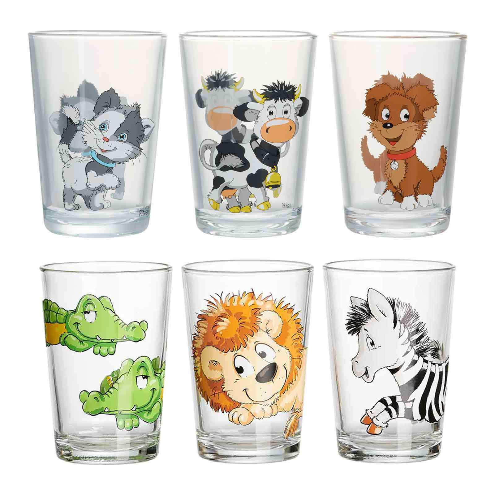 KINDERGLÄSER Hof- und Zootiere bunt 205 ml 6er Set - Multicolor, Glas (0.205L) - Ritzenhoff Breker