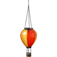 LED-SOLAR-HEISSLUFTBALLON Windlicht Kunststoff Garten Dekoration Solarpanel Rot Hell Gelb Blattmuster - Gelb, Kunststoff (19/19/58cm) - Northpoint