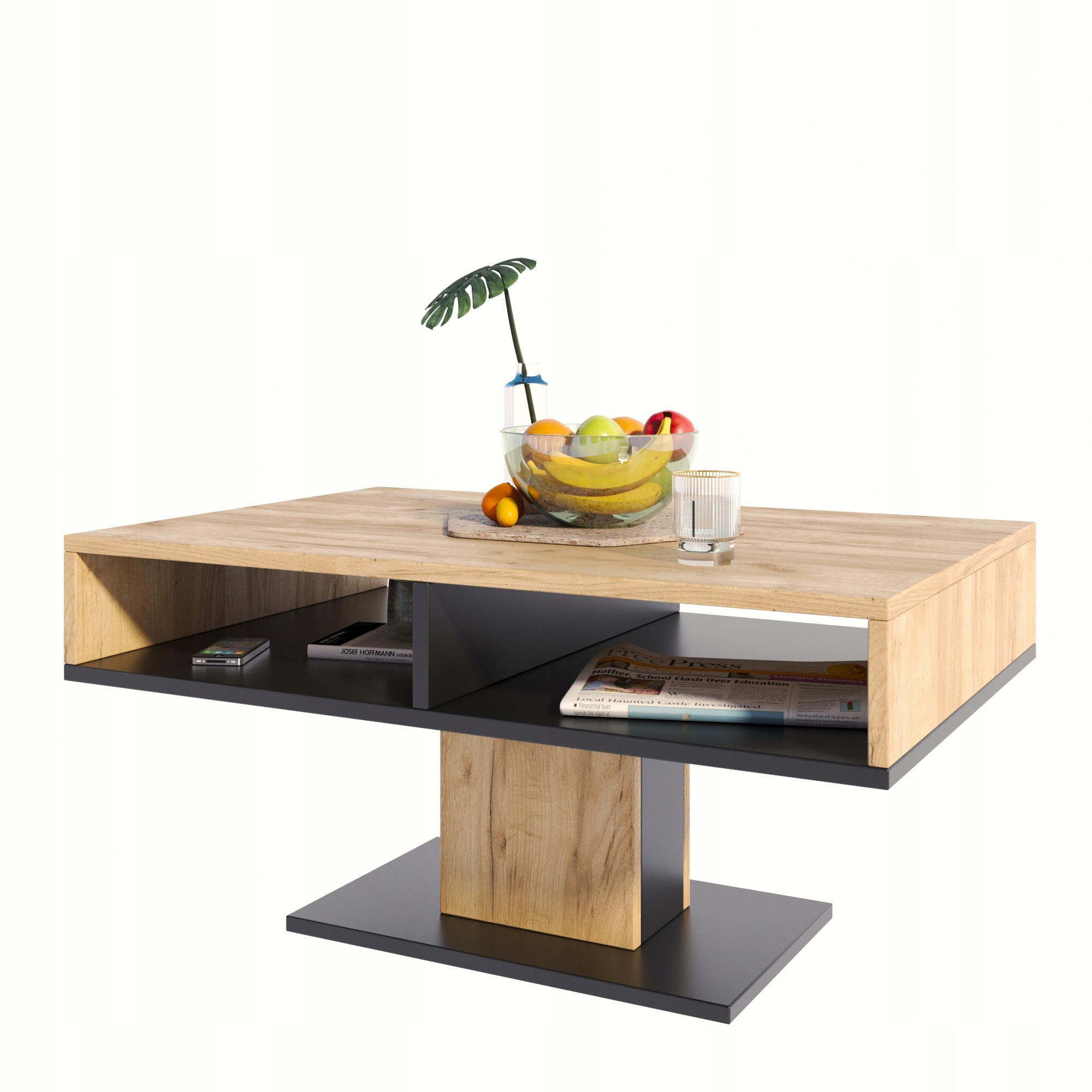 COUCHTISCH INES Artisan Eiche-Schwarz 100/50/50 cm - Multicolor, Holzwerkstoff (50/100/50cm) - Matkam Möbel