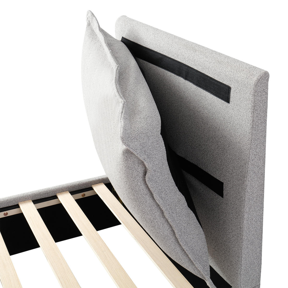 POLSTERBETT aus Chenille 90 x 200 cm in Grau mit Lattenrost & Schublade - Grau, Textil (90/200cm) - Modfu