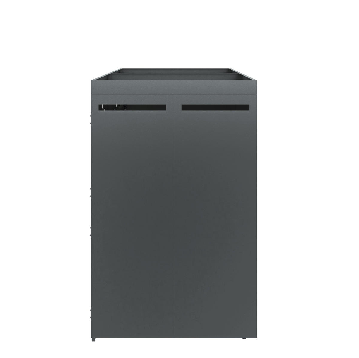 MÜLLTONNENBOX aus Metall in Anthrazit Natur mit Pflanzendach - Grau, Metall (132/125/80cm) - Modfu